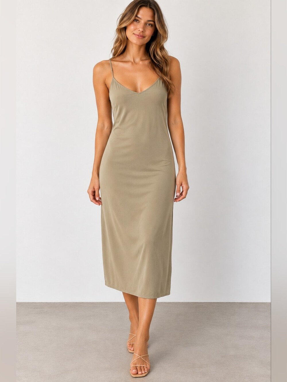 Aerie Satin Midi Slip Dress